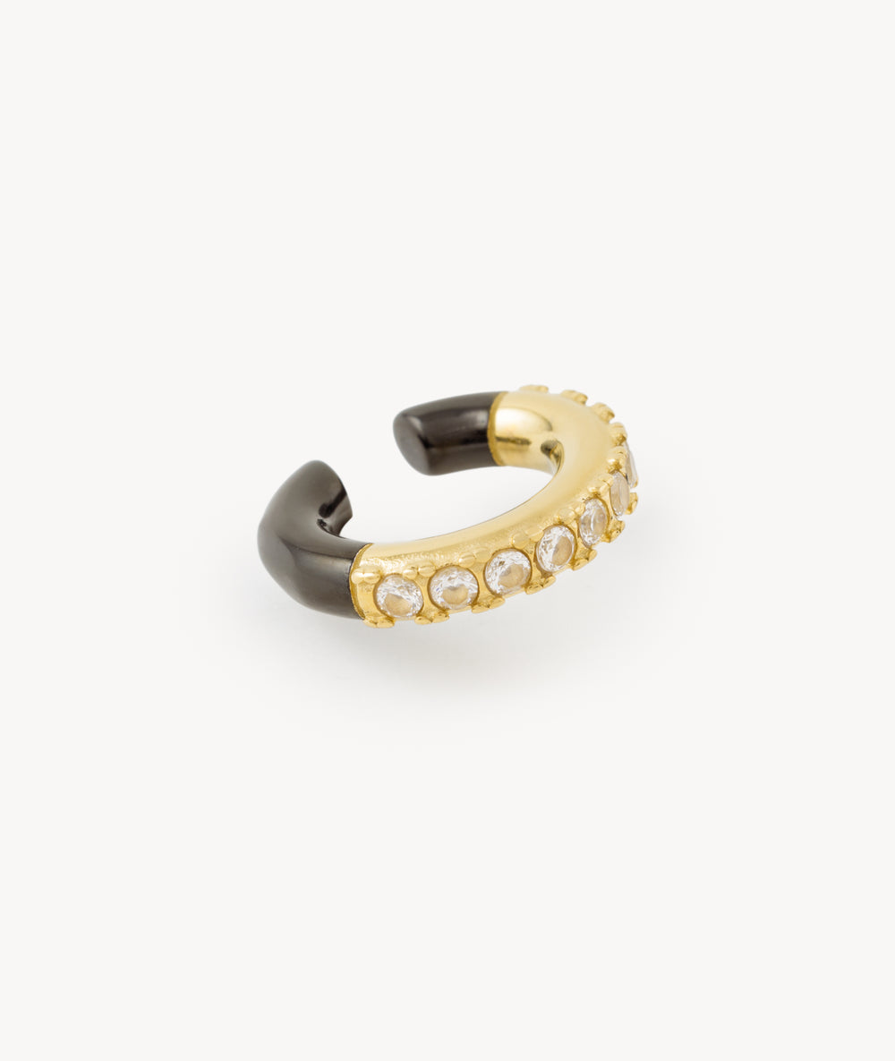 Round silver ear cuff with zircons Kim S