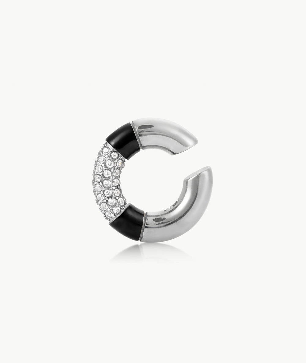 Two-tone round ear cuff with zirconiums Lana BS