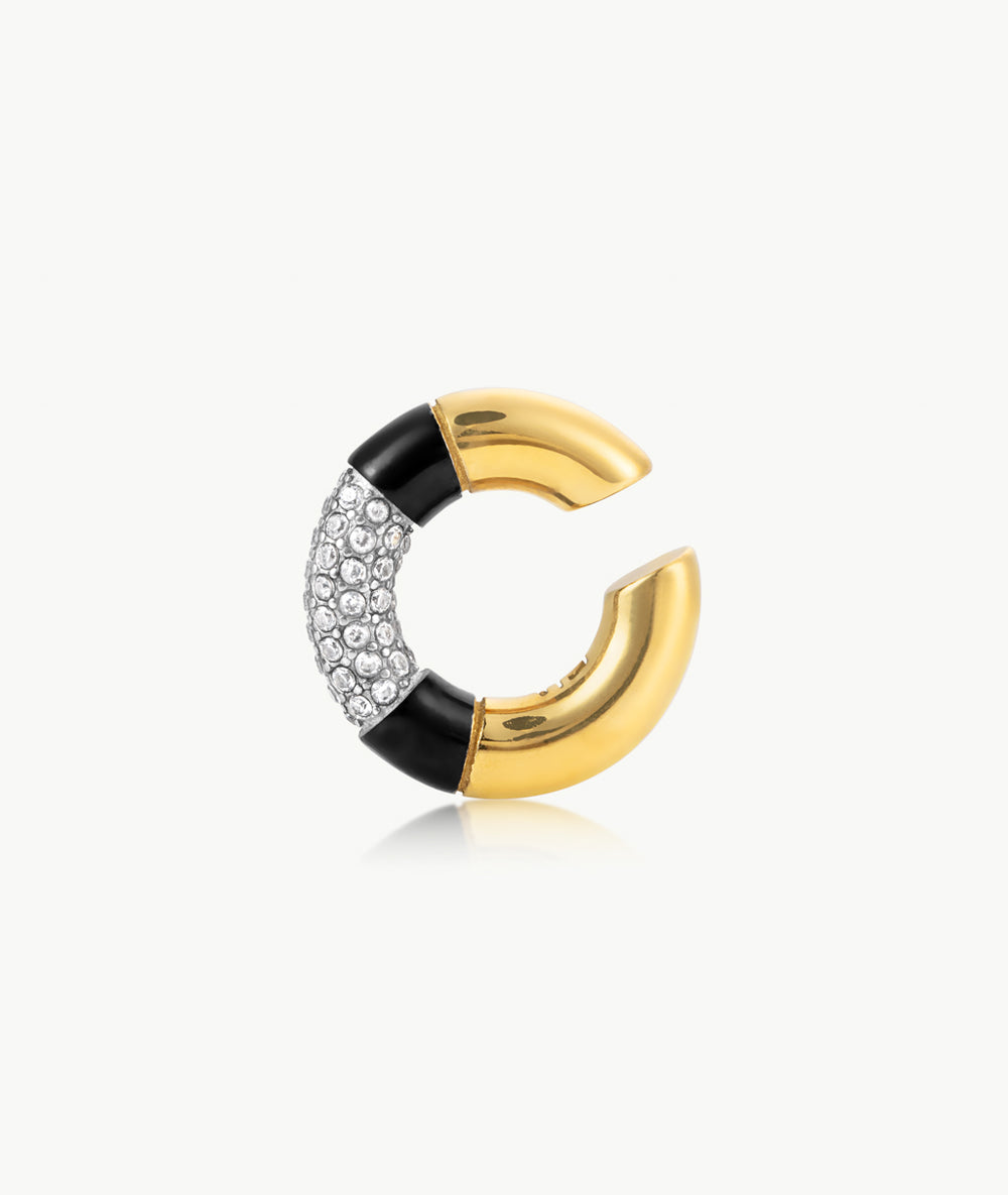 Two-tone round ear cuff with zirconiums, Lana GB