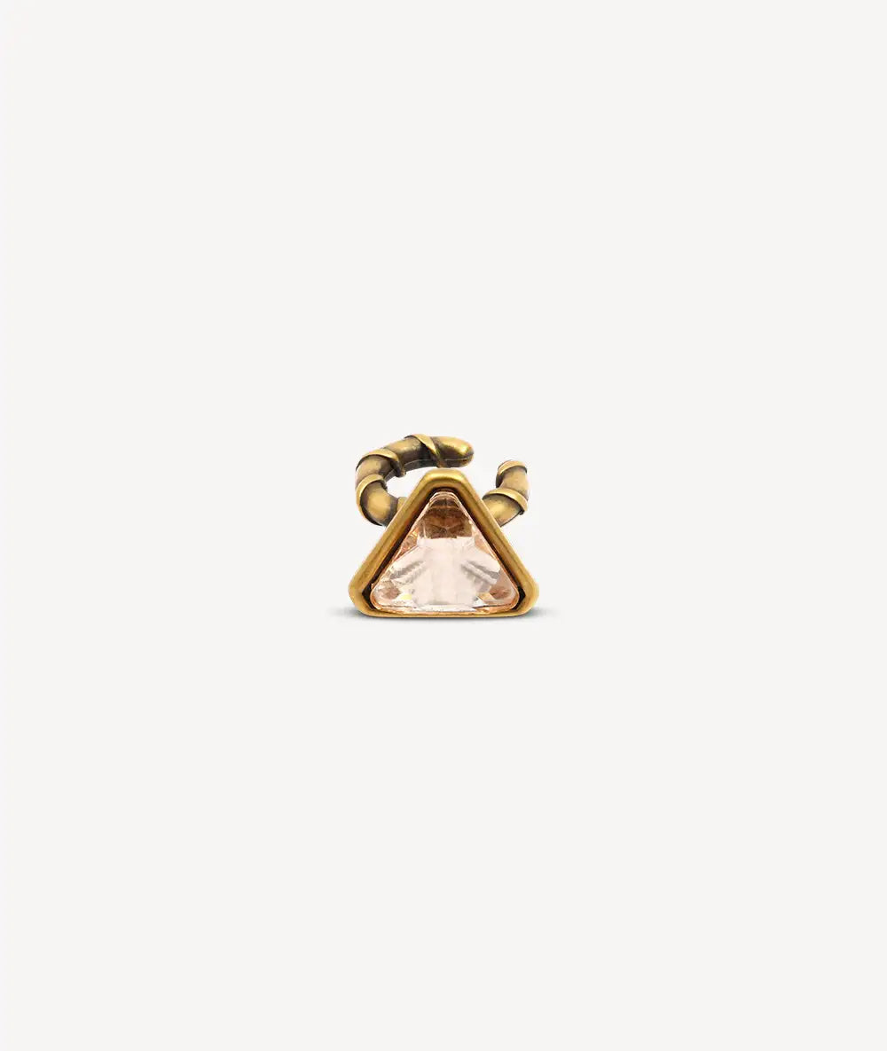 Round gold ear cuff with champagne zirconia vintage effect ARASHI VG