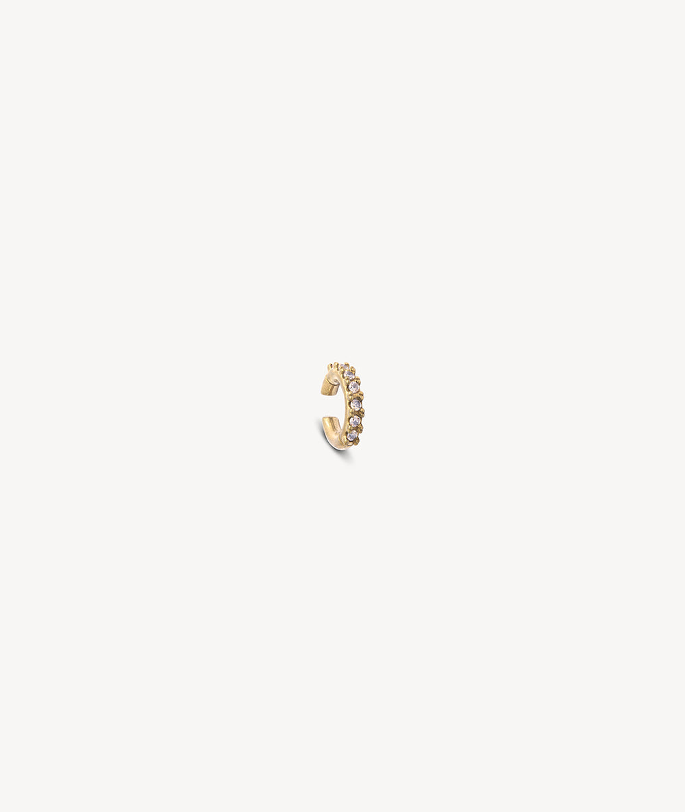 Ear cuff rond doré et zircons champagne effet vintage Abi S VG