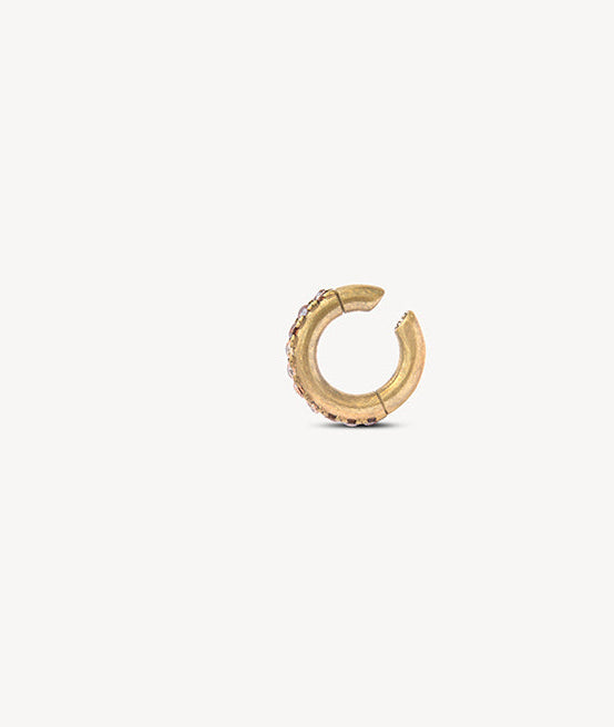 Ear cuff rond doré et zircons champagne et marrons effet vintage Abi L VG