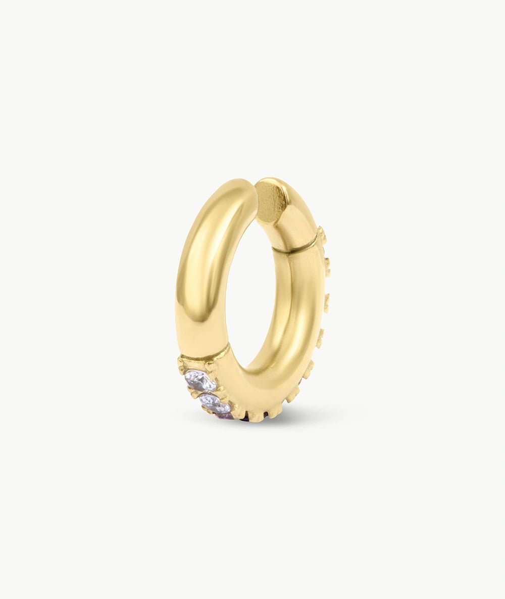 Round silver ear cuff with zircons Kim S