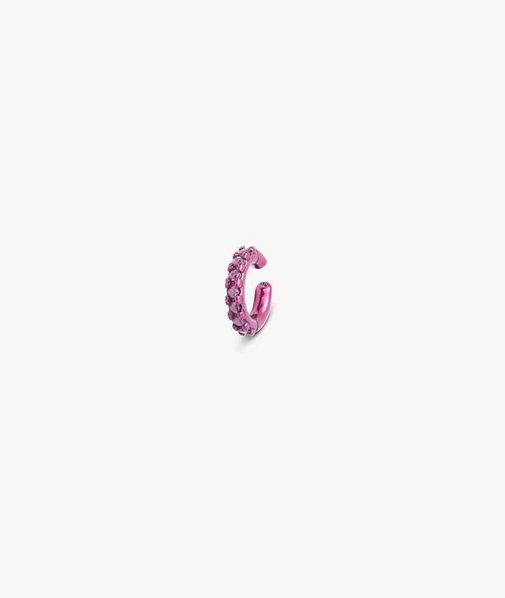 Ear cuff rond fuschia et zircons roses Abi S P