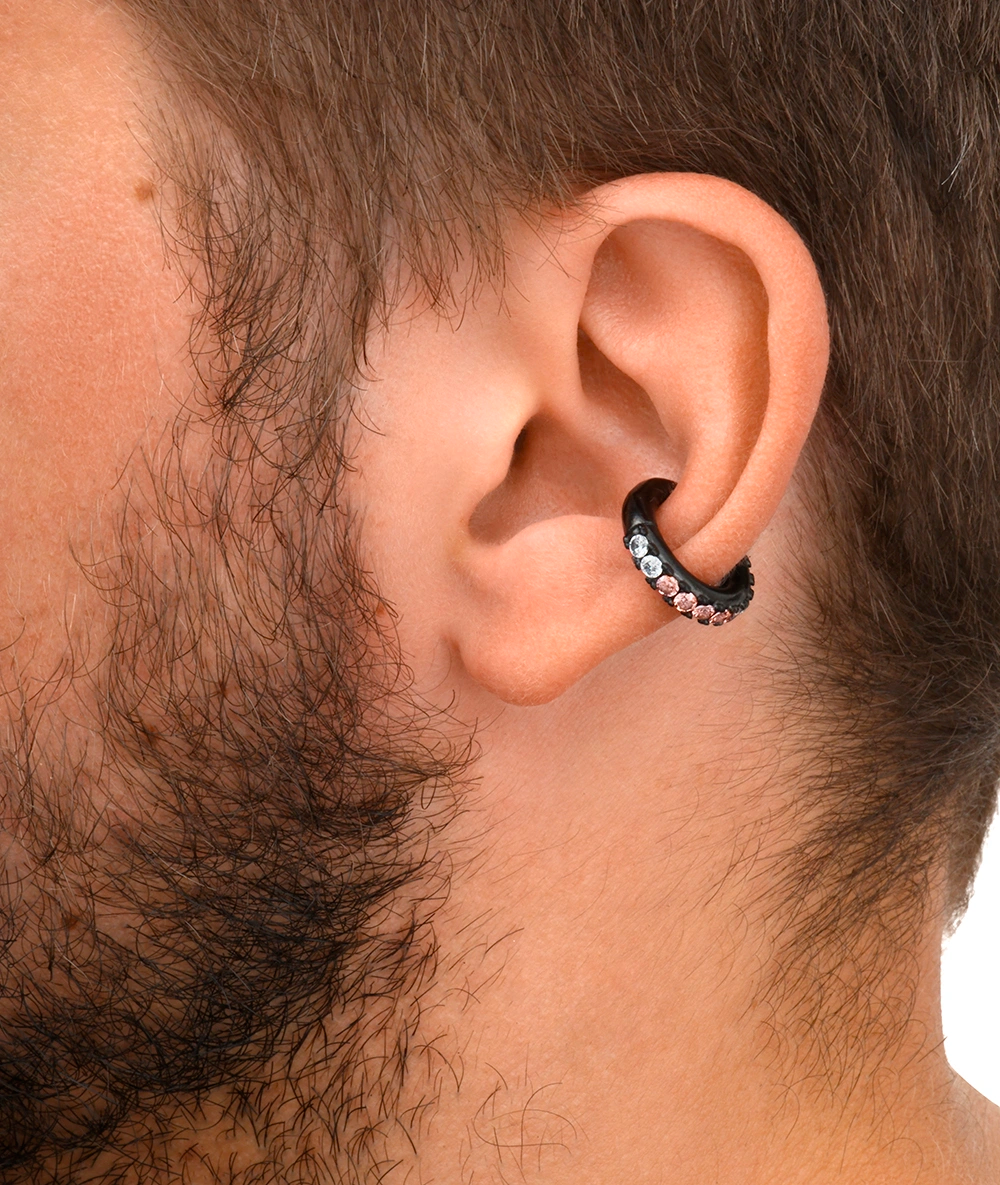 Round silver ear cuff with zircons Kim S