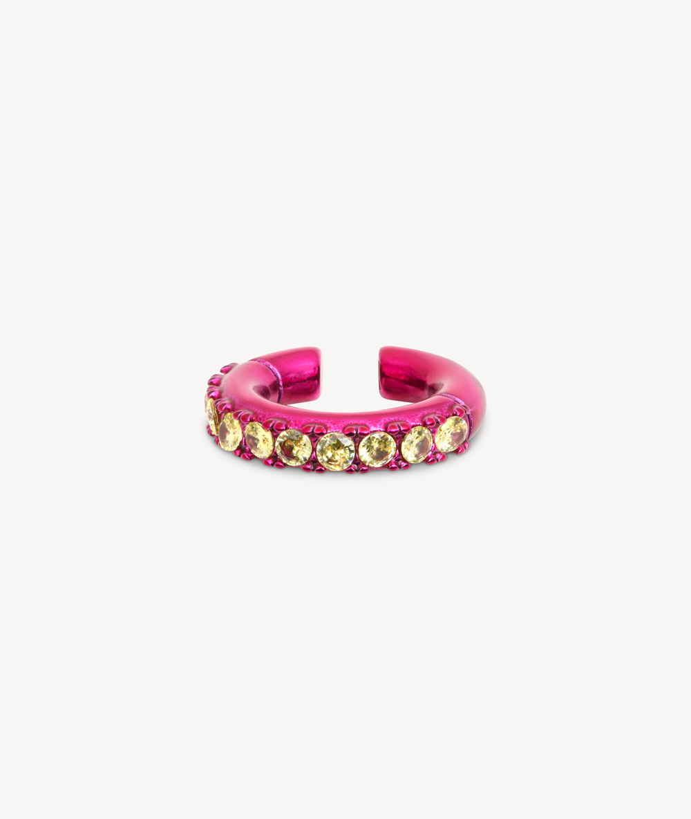 Ear cuff rond rose et zircons Abi L P A