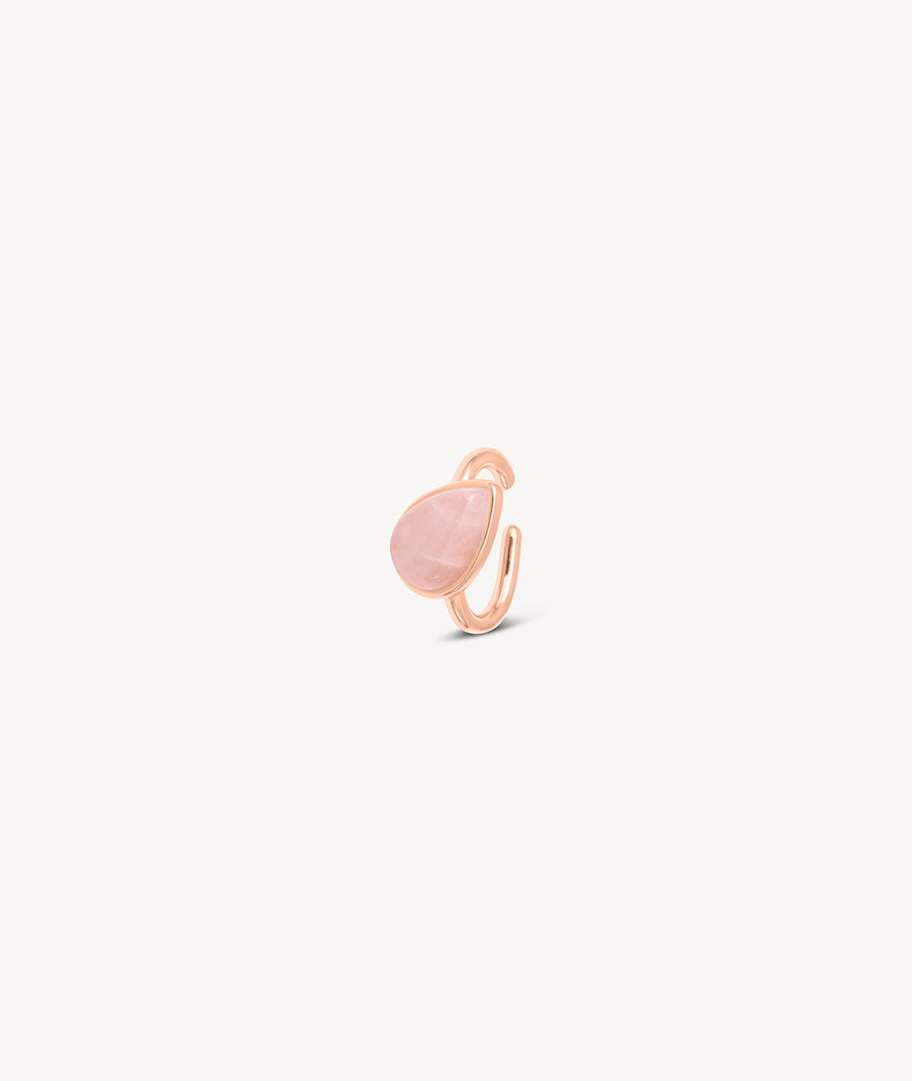 Ear cuff rond rose gold avec pierre naturelle quartz rose ASTA RG