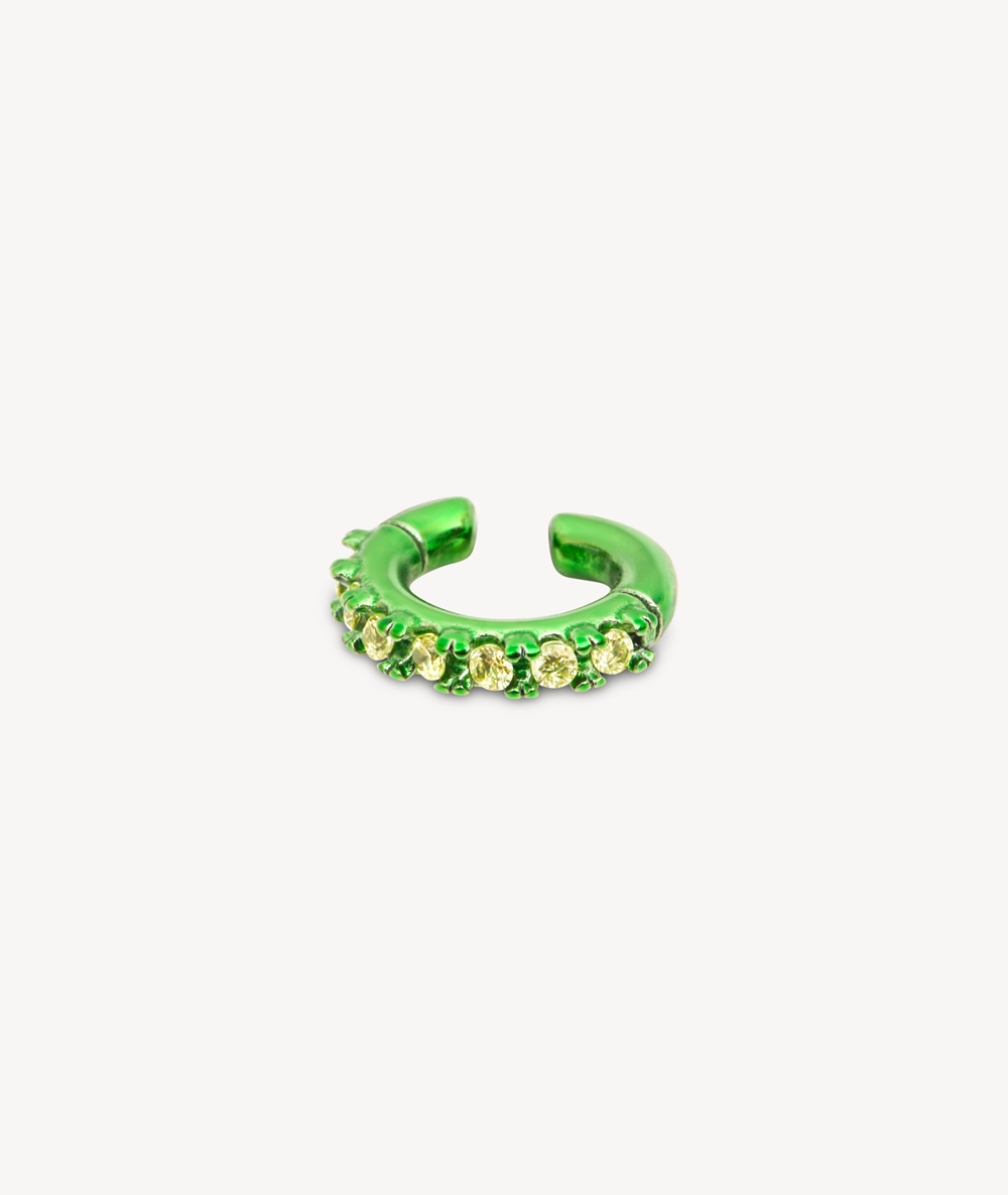Ear cuff rond vert et zircons jaune Abi S SG