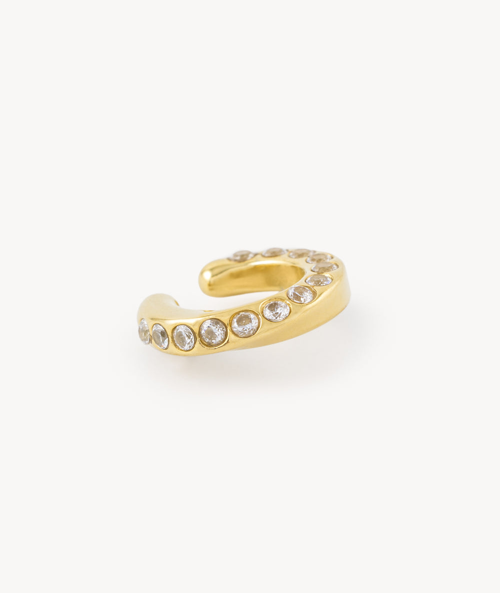 Honorito Star G gold and zirconia twisted ear cuff