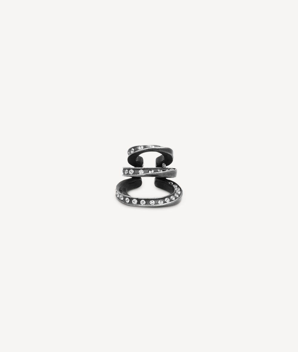 Ridley Star VS B triple silver and zirconia vintage effect ear cuff