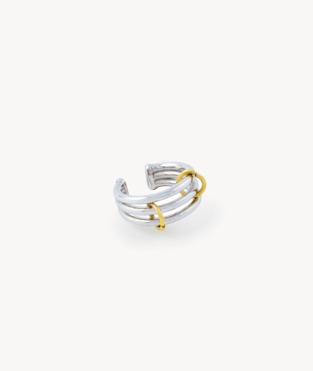 Ear cuff triple bicolore argenté Nikita Bi S