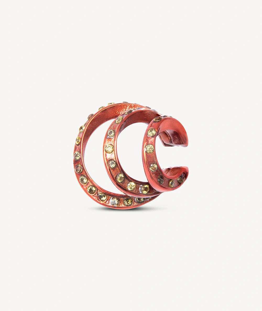 Ear cuff triple orange et zirconiums jaunes Yaz O