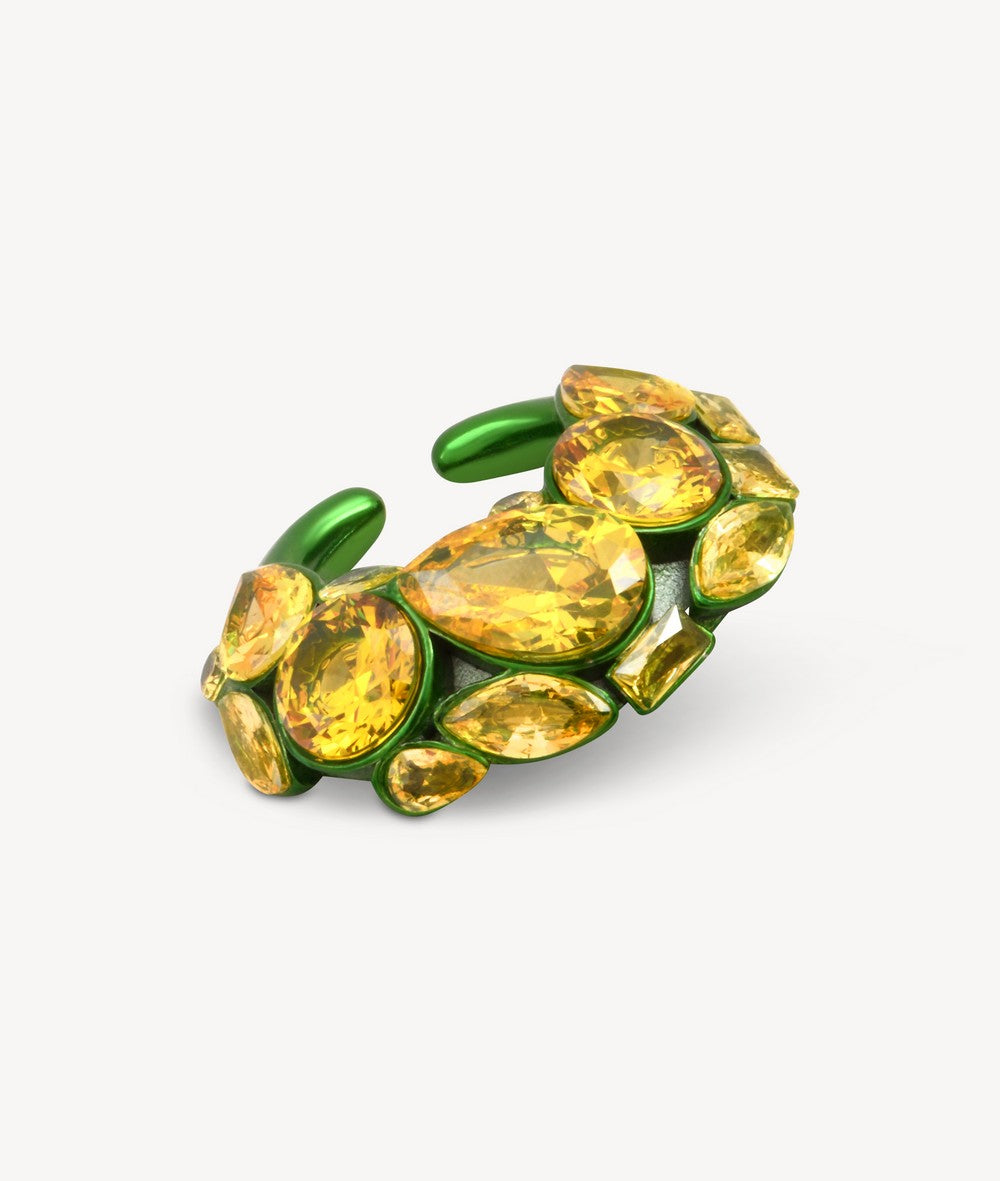 Ear cuff vert avec zircons jaunes DAHLIA SG B