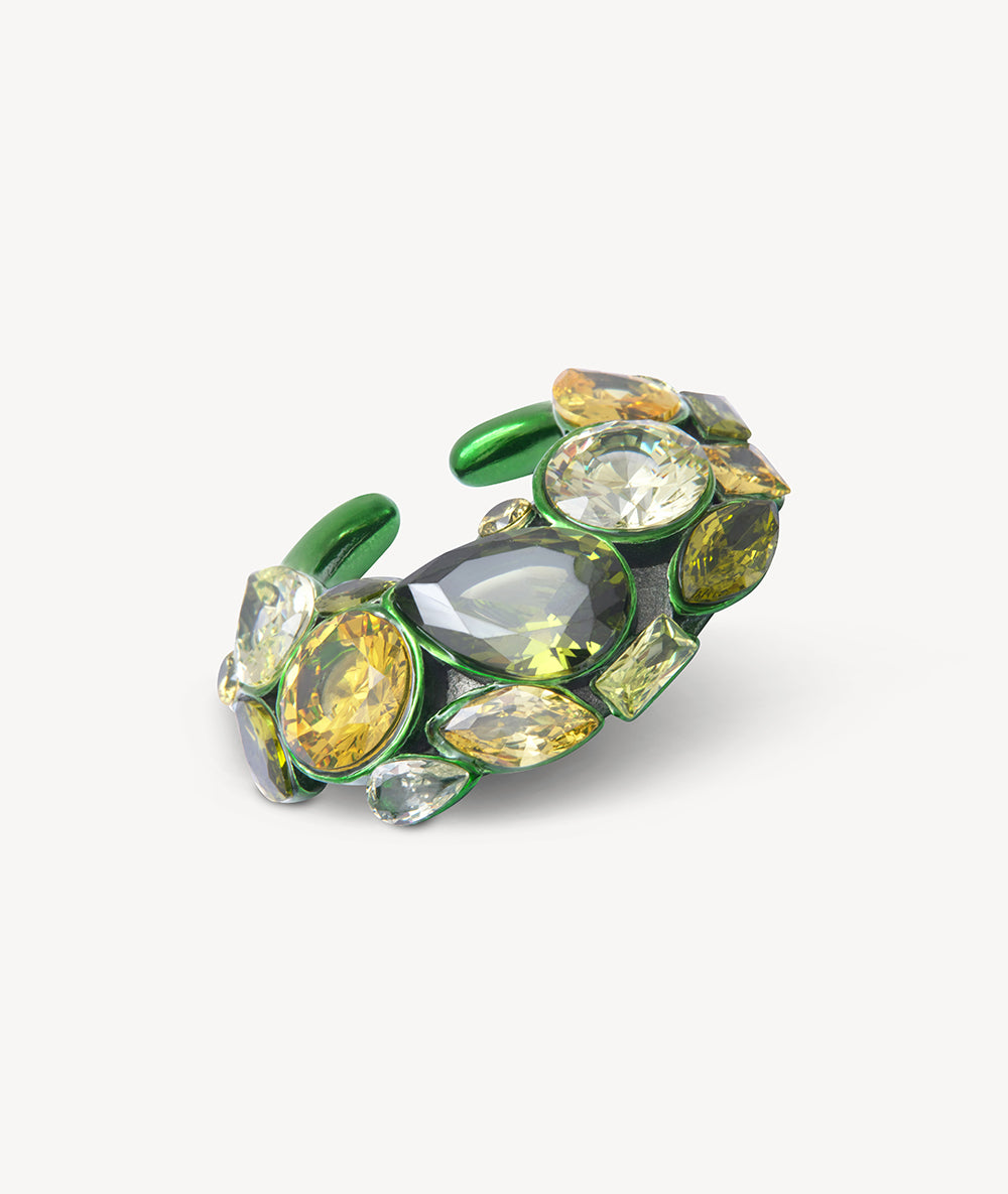 Ear cuff vert et zircons jaunes et olive Dahlia SG C