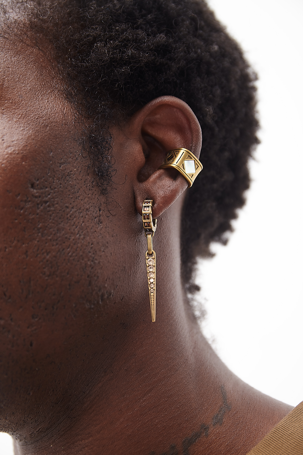 Earcuff or mat carré et nacre SHOMA VG 4.5mm