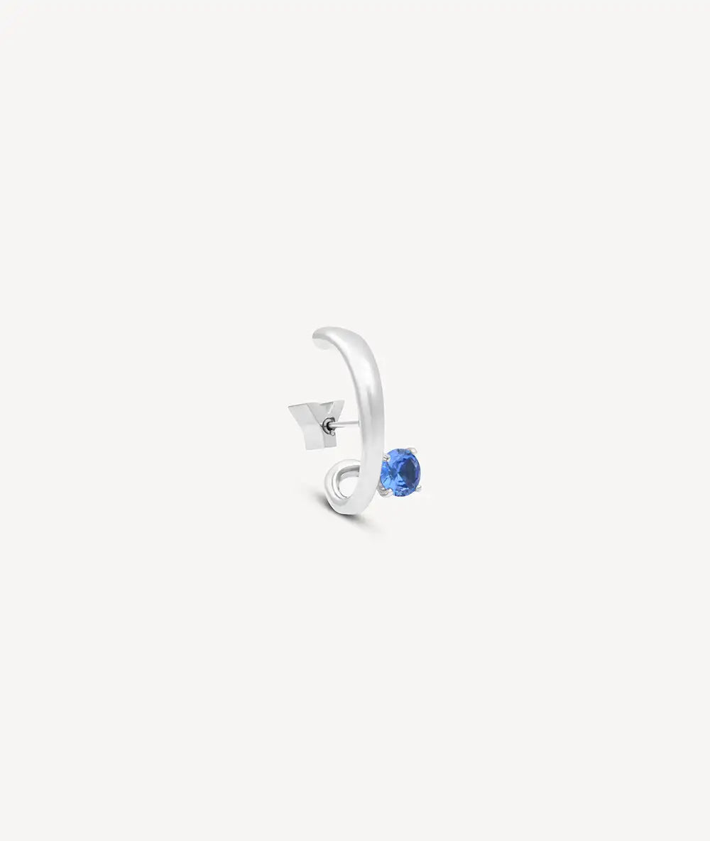 Boucle d'oreille argentée avec zircon bleu (gauche) LIF L S