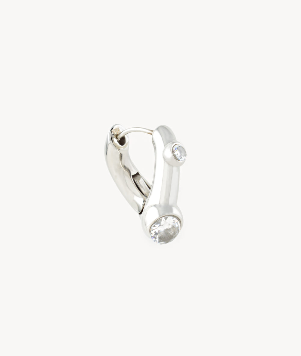Campbell S silver hoop earring with zirconium