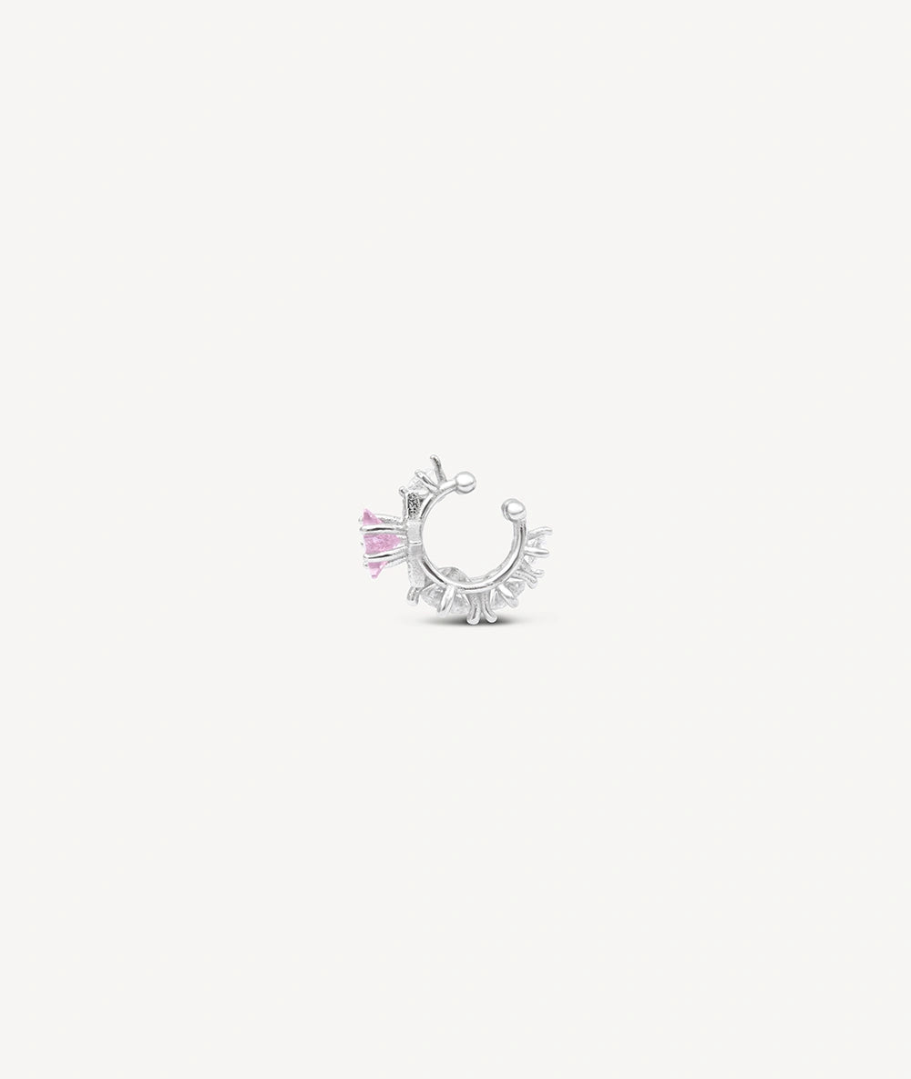 Ear cuff argenté et zircon rose étoile KOTORI POP S