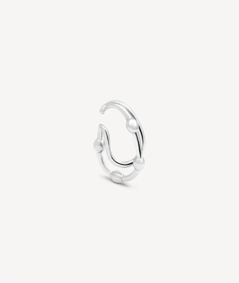 Silver rounded ear cuff with SUGAR S balls