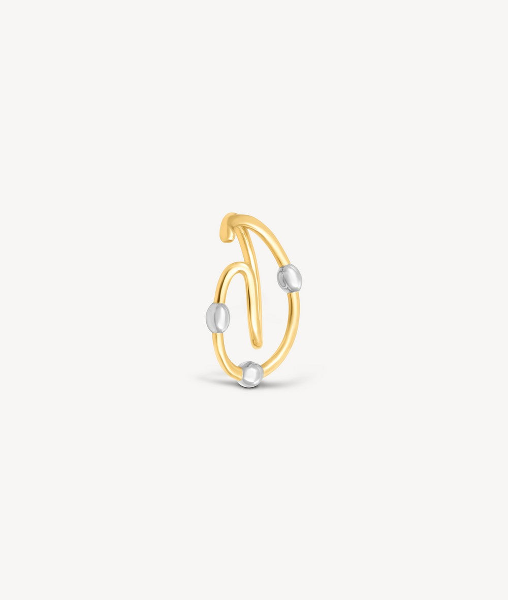 Rounded gold ear cuff with silver beads SUGAR BI