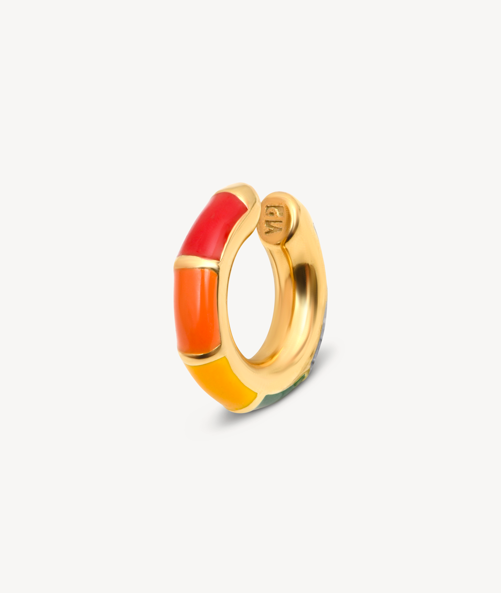 Ear cuff rond doré émail multicolore Ivy rainbow