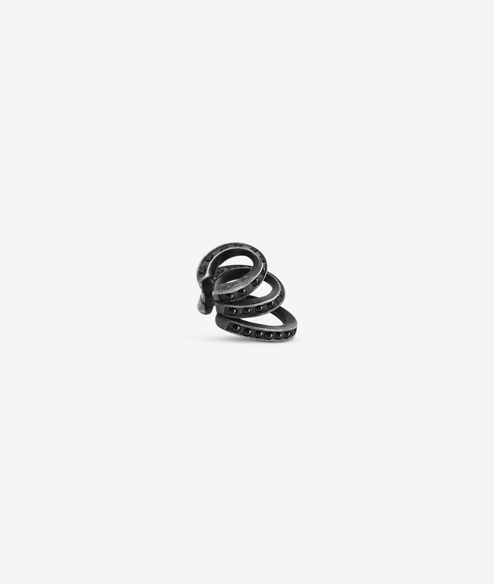 Ear cuff triple argenté et zirconiums effet vintage Ridley Star VS