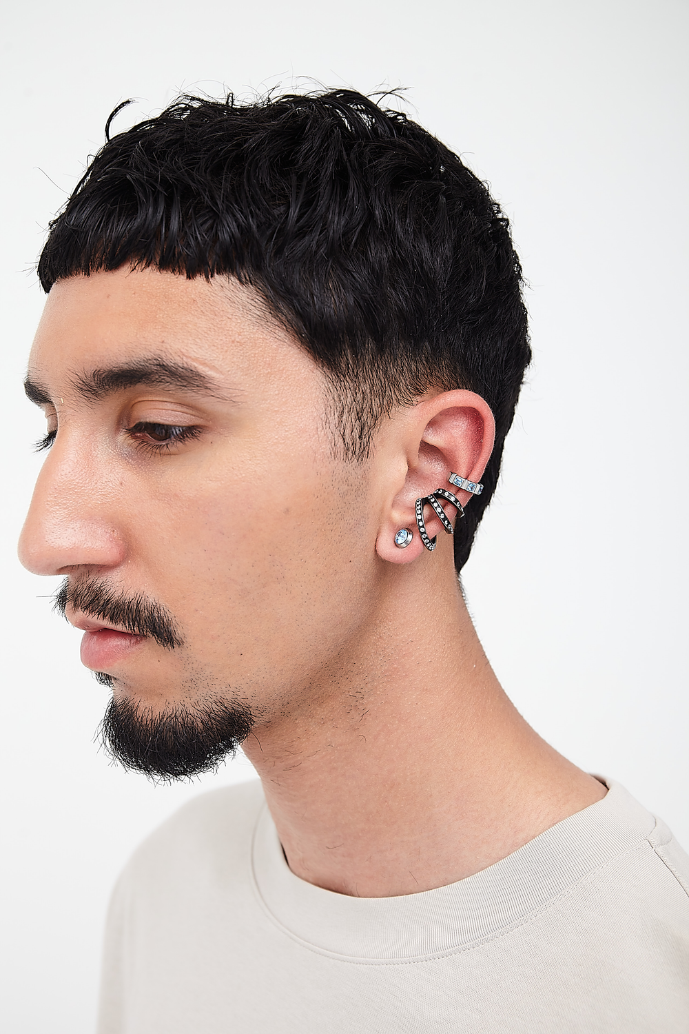 Ridley Star VS B triple silver and zirconia vintage effect ear cuff