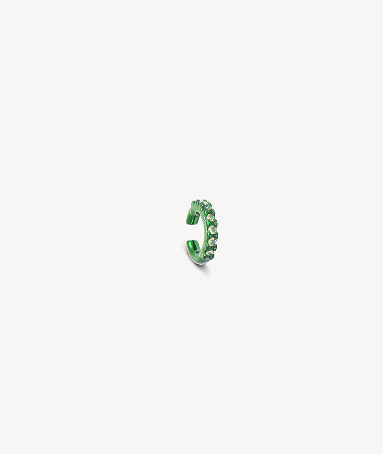 Ear cuff rond vert et zircons verts pomme Abi S SG