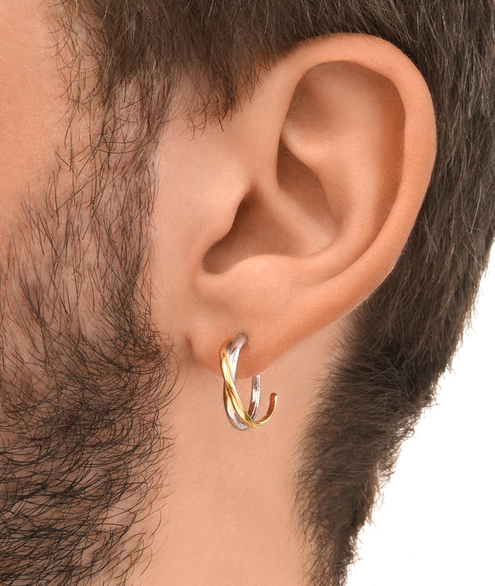 Boucle d'oreille créole bicolore ANJA S BI