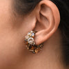 Ear cuff vintage silver zircons gris et verts Dahlia VG