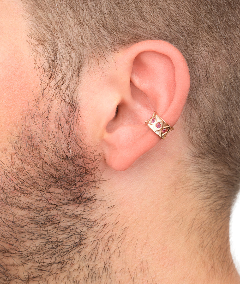 Ear cuff or rose et zircons roses KURO S POP RG
