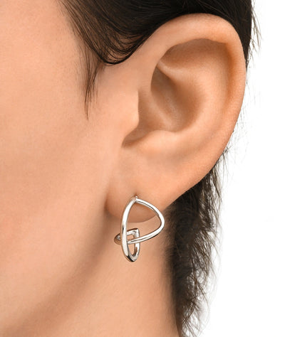 Boucle d'oreille créole torsadée argentée SANNA S - YParis