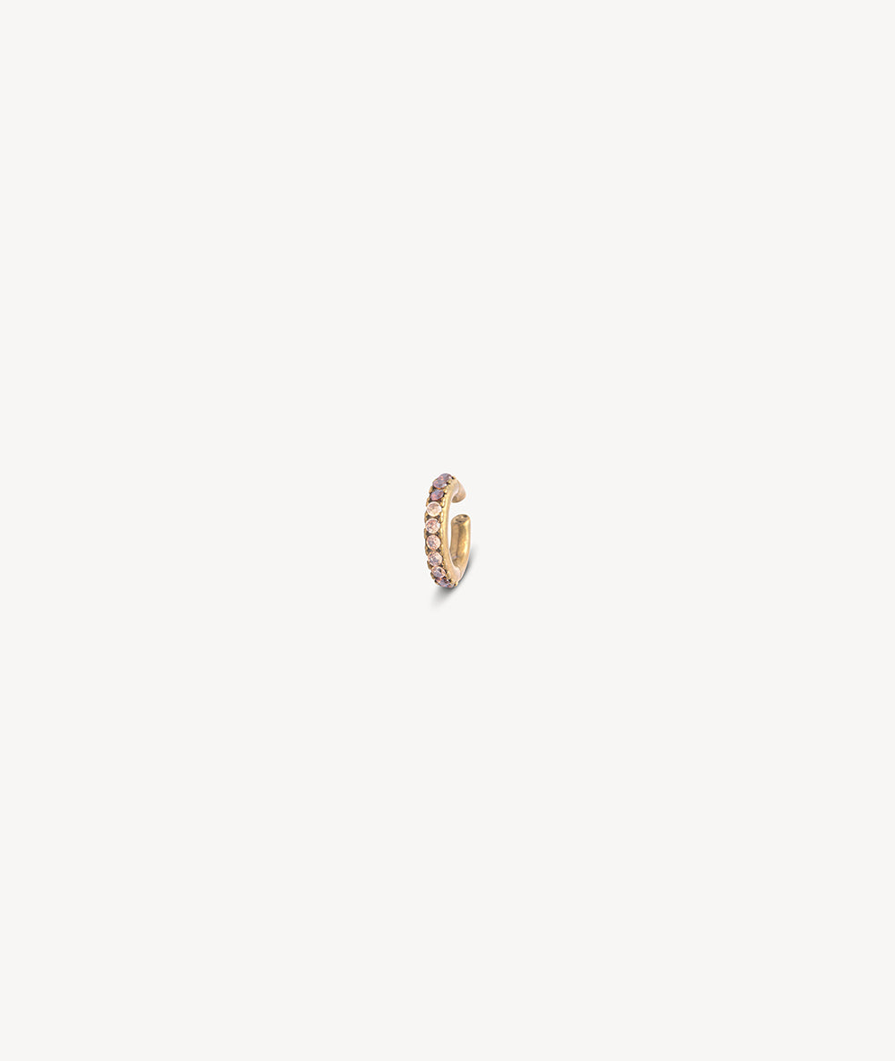 Ear cuff rond doré et zircons champagne et marrons effet vintage Abi L VG