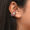 Ear cuff argenté pierres oranges, roses et vertes JAKI S C