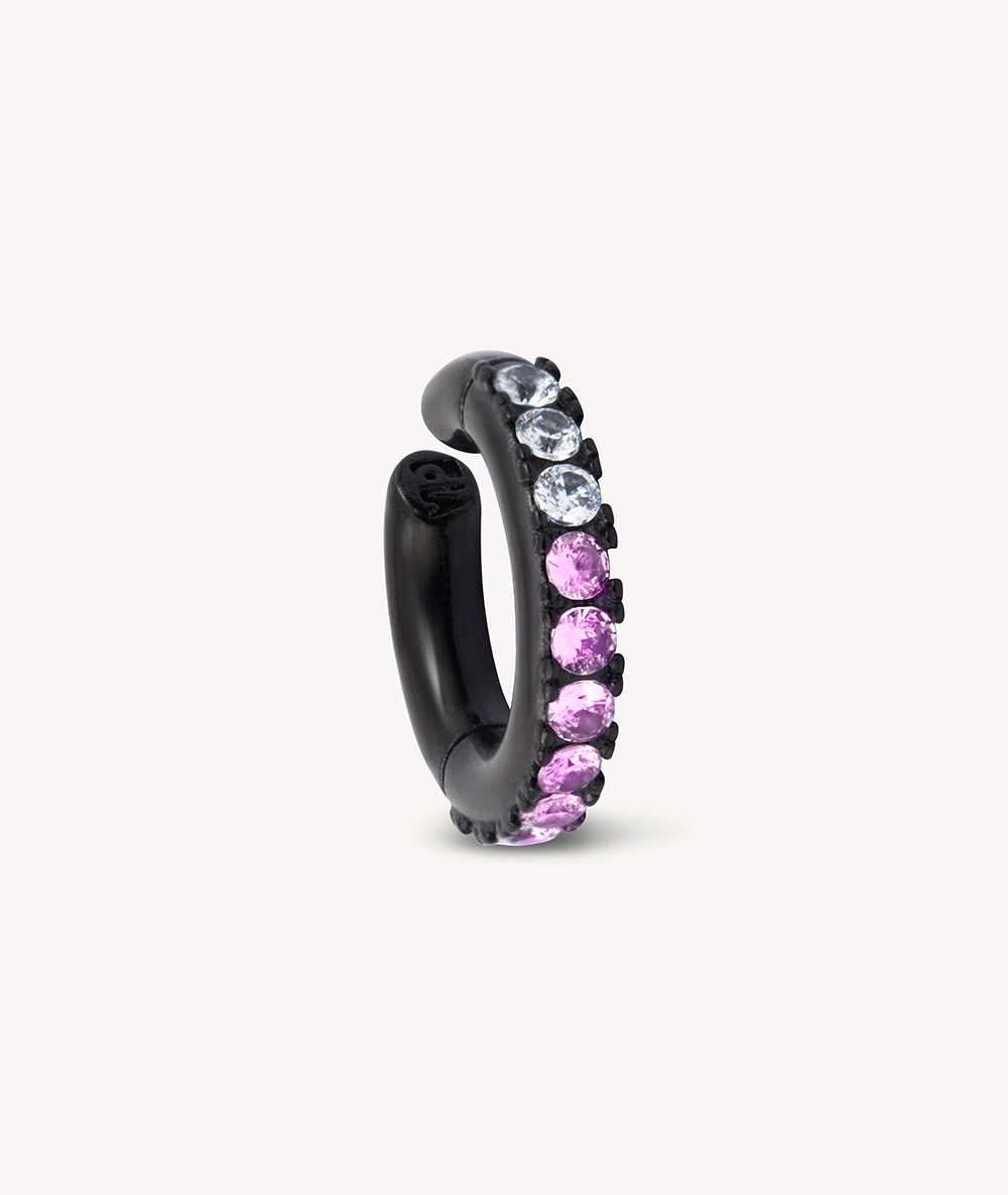 Ear cuff rond noir et zircons Abi L BL