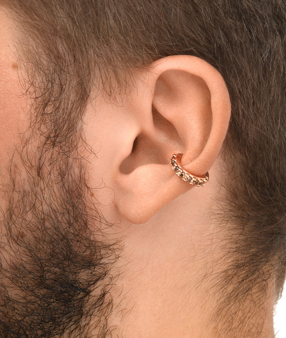 Ear cuff rond rose gold et zircons marrons Abi S RG