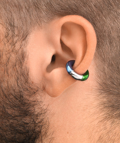 Ear cuff rond bicolore Bowie Tri SGMB - YParis