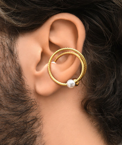 Ear cuff doré spirale perles d'eau douce FUSION G