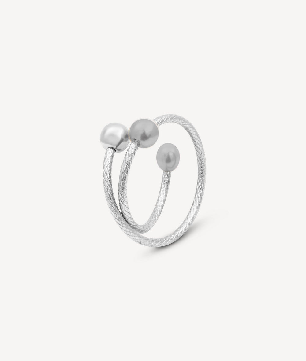 Ear cuff argent spirale perles d'eau douce FUSION S