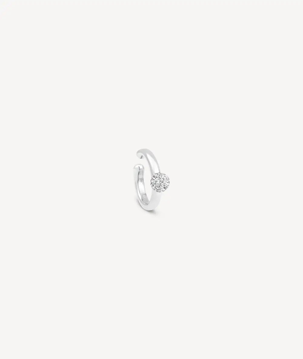 Ear cuff rond argenté avec zircons STELLA S
