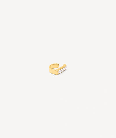 Ear cuff  doré et perles blanches KIRA G