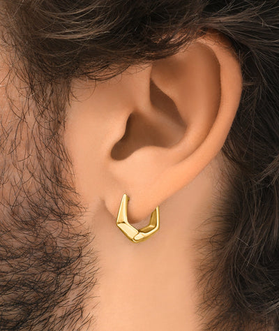 Boucle d'oreille créole géométrique dorée OTO G