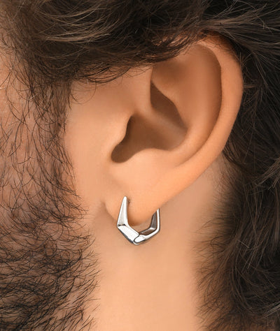 Boucle d'oreille créole géométrique argentée OTO S