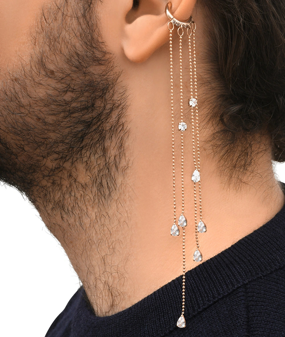 Colby RG rose gold and cubic zirconia drop chain ear cuff