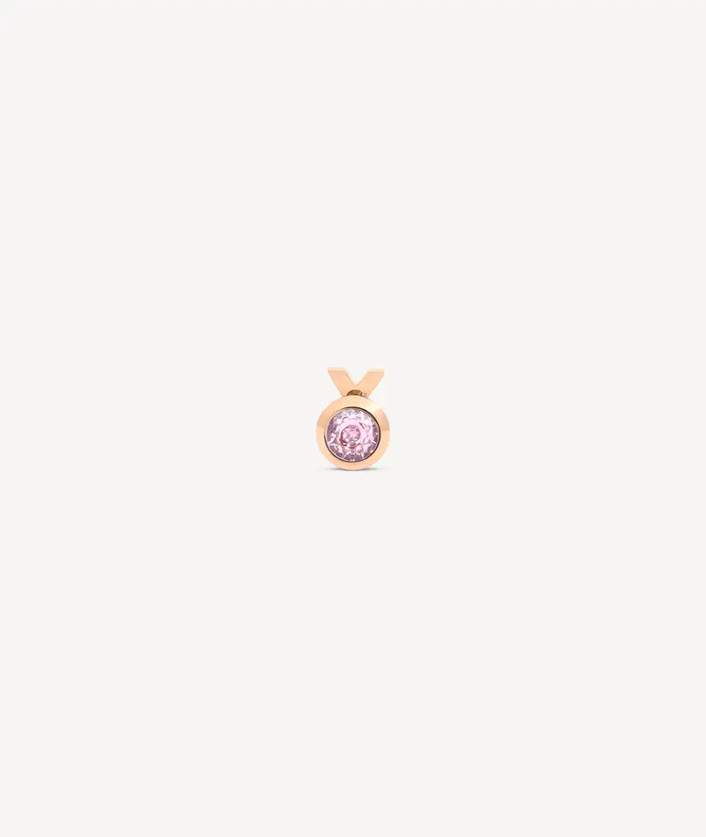 Boucle d'oreille puce rose gold et zircon rose LUCA RG D