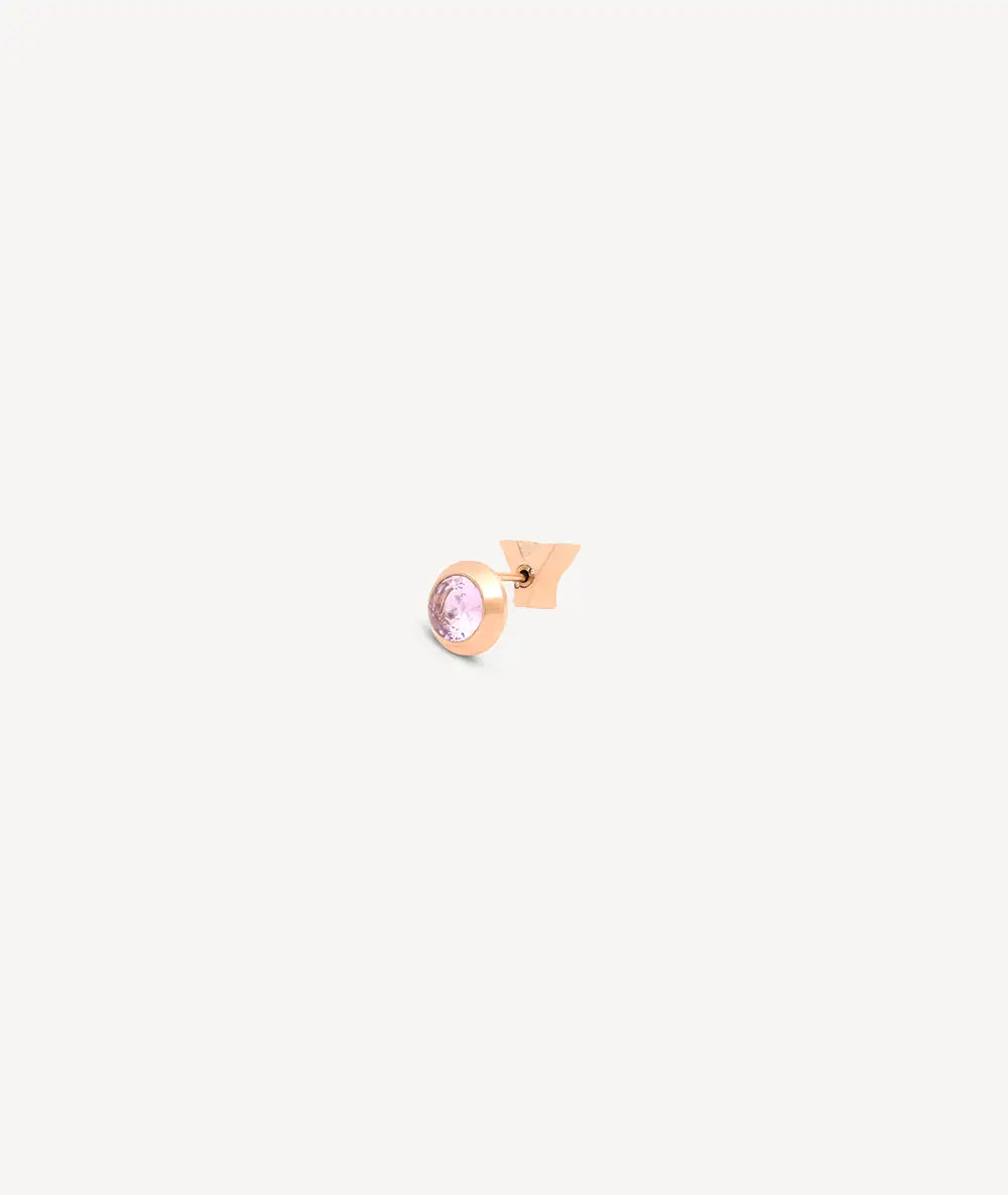 Boucle d'oreille puce rose gold et zircon rose LUCA RG D
