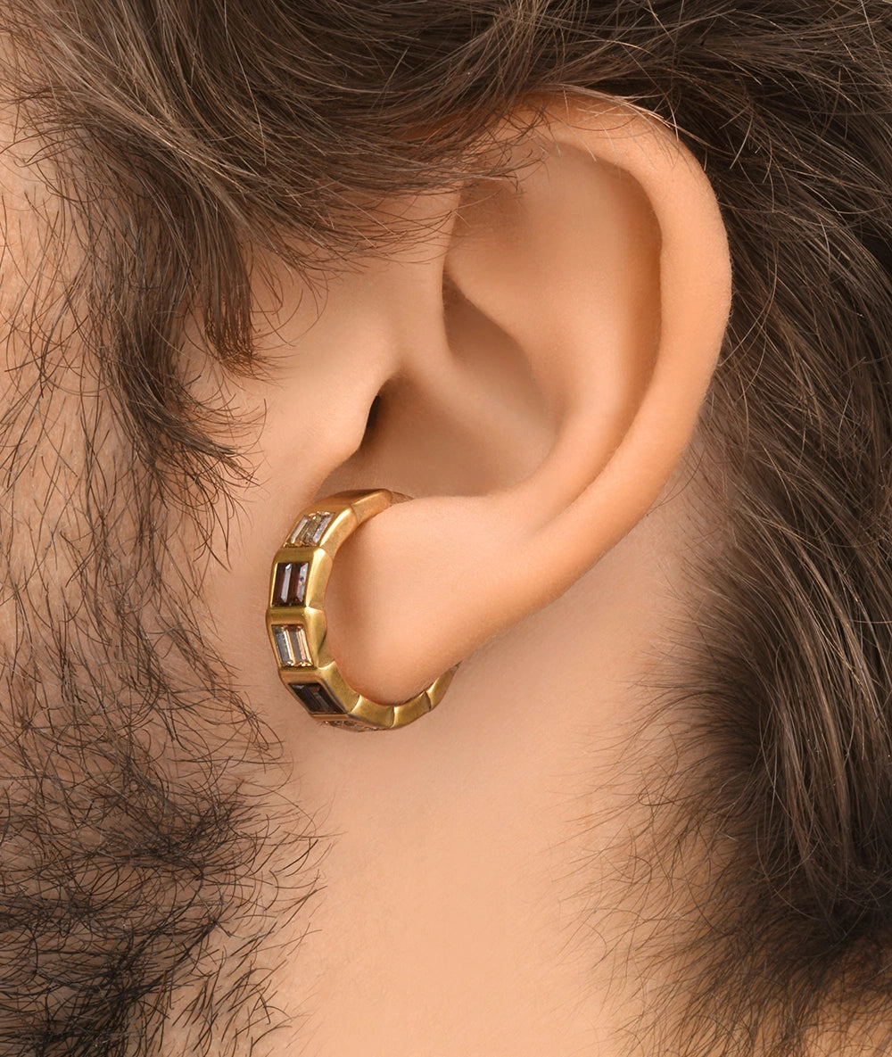 Ear cuff doré et zirconiums marrons et blancs effet vintage BANKA VG