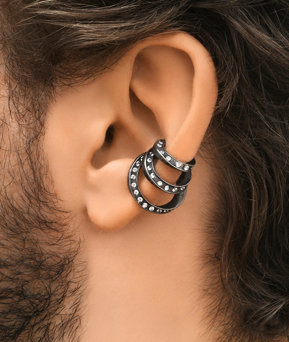 Ridley Star VS B triple silver and zirconia vintage effect ear cuff