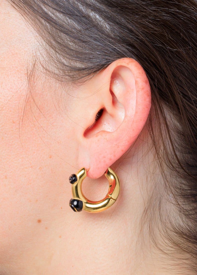 Boucle d'oreille créole dorée avec zirconium Campbell GB