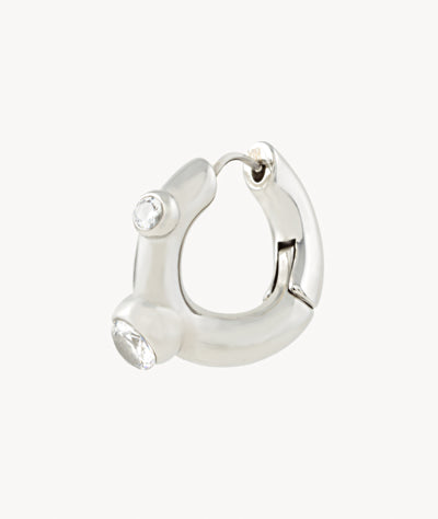 Campbell S silver hoop earring with zirconium - YParis